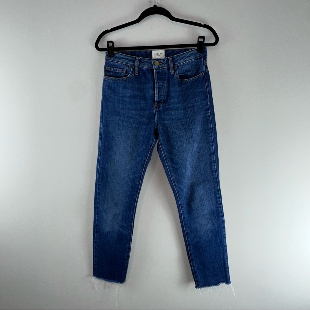 Sezane Denim Original 1967 Brut Sexy Cropped Raw Hem Women Jeans Size 26